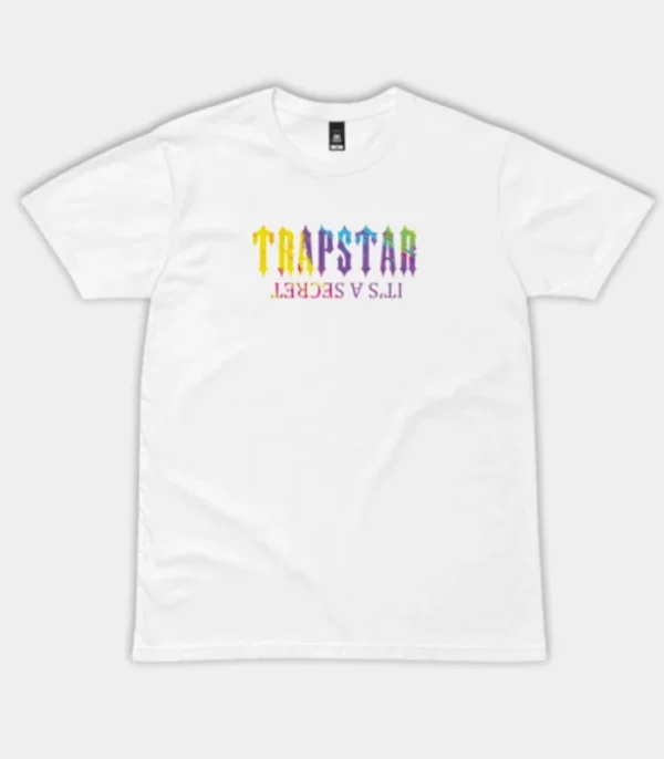 T-shirt bianca con motivo di pittura segreta di Trapstar
