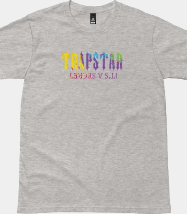 T-shirt grigia con motivo di pittura segreta di Trapstar