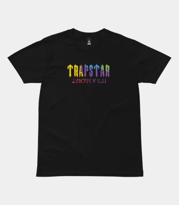 T-shirt nera con motivo di pittura segreta di Trapstar